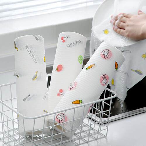Kitchen Dual-Use Printed Lazy Cloth for Cleaning, Thickened