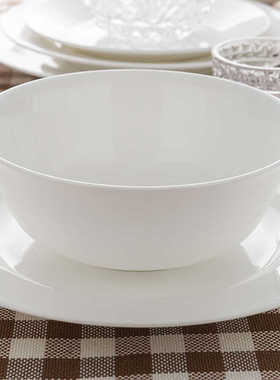 I6CV折扣店纯白碗大号 双耳汤面碗家用唐山陶瓷碗 泡面碗微瑕