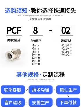 白色气快-插内螺纹直通动快速接头P接CF601/8-02空压机气997管头