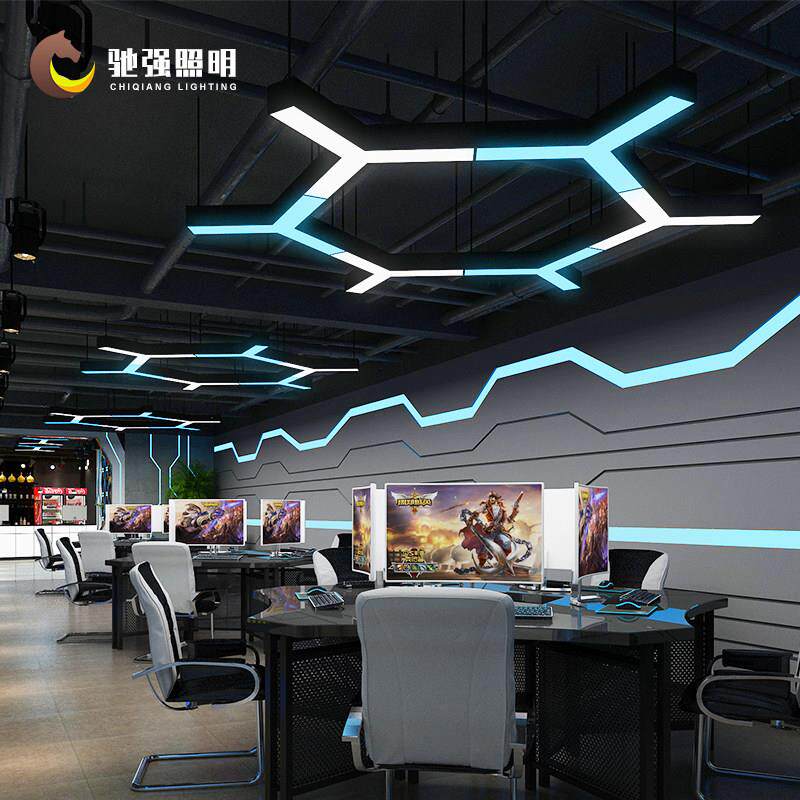 LED造型灯创意拼接人字形Y型灯办公室健身房网咖商场工业风吊灯具