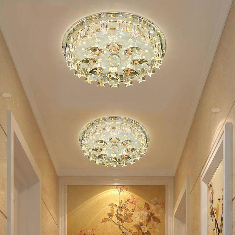 简约现代水晶吸顶灯暖光三色可调 适用客厅餐厅玄关过道30cm 24瓦