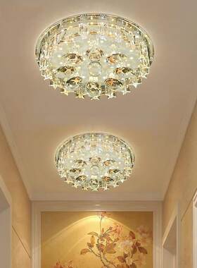 简约现代水晶吸顶灯暖光三色可调 适用客厅餐厅玄关过道30cm 24瓦