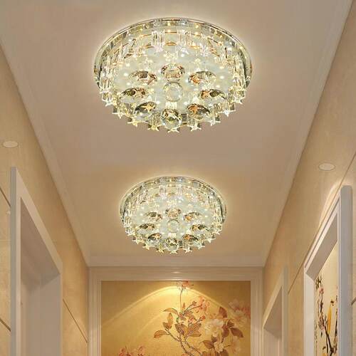 简约现代水晶吸顶灯暖光三色可调 适用客厅餐厅玄关过道30cm 24瓦
