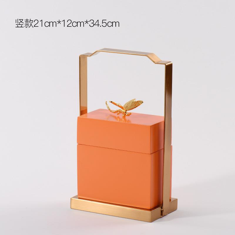 现代新中式软装饰品书房摆设收纳盒样板房客厅铜鸟手提首饰盒