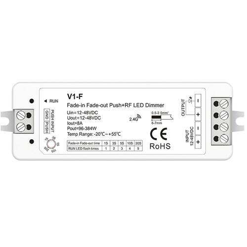 3秒渐变Push+RF2.4GHz LED恒压控制器 15A12/24V 10A36/48V V1-L