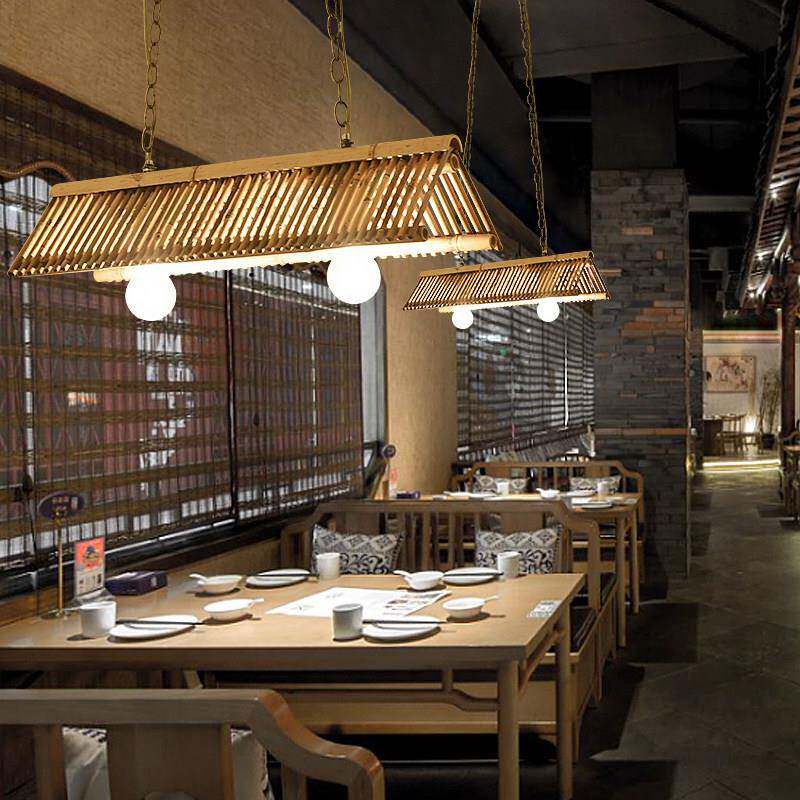 日式创竹HPJ意灯茶室禅意灯饰式吧竹编台吊灯民宿餐厅客栈中彷古