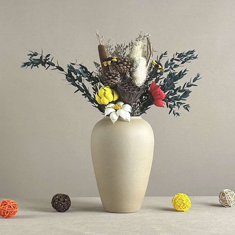 侘寂风干花可水培禅意摆件陶瓷花瓶粗陶瓶插花复古手工民宿大陶罐