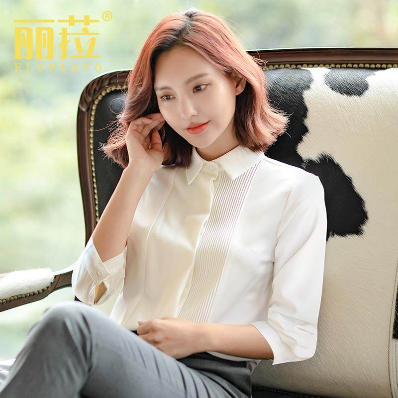 高档雪众纺衫白色衬衫女季感短袖设计感小高级薄款衬衫上班服工夏