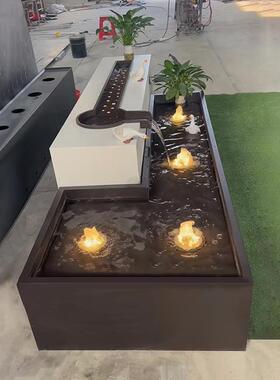 不锈钢户外庭院鱼池瀑布流水装饰摆件造景涌泉循环喷泉流水景观池