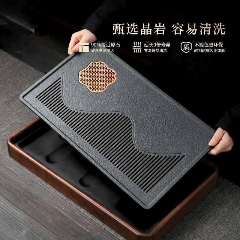 胡q162桃色中式实木茶盘茶水室排蓄水双茶托茶盘家用简约盘办公茶