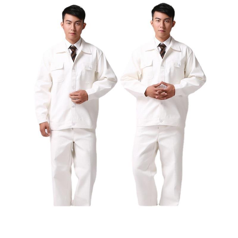 棉白色电焊服帆布工作服加厚防火服套装电焊服白色纯棉工作服