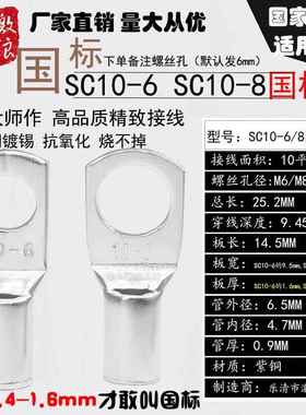 SC10SC16/25/35SC50国标铜鼻子SC120/150线耳端子70-8/6/10/12/14