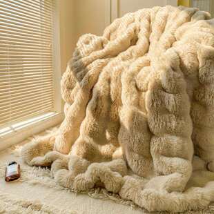 托卡大泡仿毛毛毯办公室披肩泡秋冬兔季 午睡007潮邦毯沙发毯斯盖