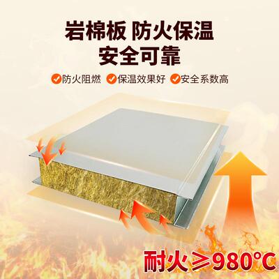 屋顶火棉夹芯瓦厂室防外双面彩钢岩夹心NJW瓦100mm隔热房复合板