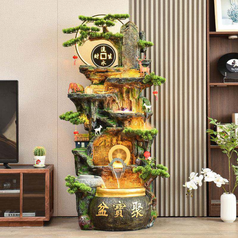 假山流水喷泉风水轮招财进宝聚宝盆循环水落地鱼缸送礼装饰品摆件