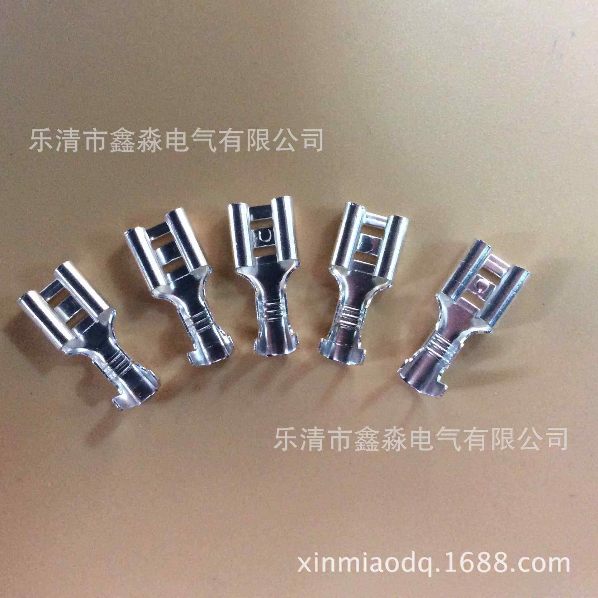 插拔式接线端子冷压端头插簧4.8mm铜接插件4.8插簧