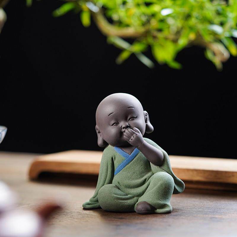 创意紫砂四不小和尚茶宠摆件精品可养禅意人物小沙弥园艺造景装饰