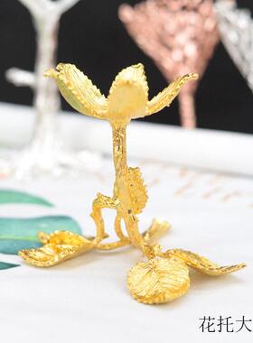 新款直销新款玫瑰花支架水晶球金属底座摆件家居圆球托盘置物创意