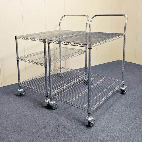 车间物料周转车不锈钢色多层推车电商拣货车配货转运车移动货架子