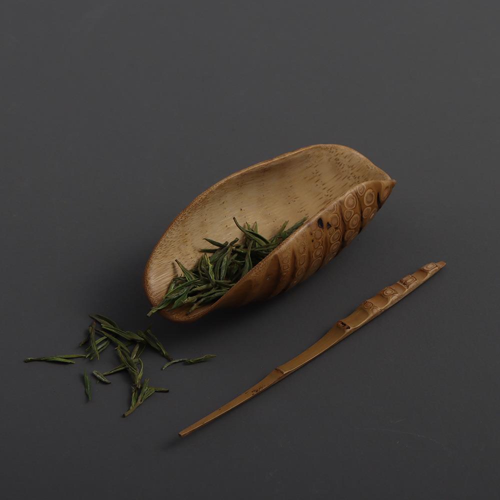 新款直销竹根茶则纯手工制作竹制茶铲茶道醒茶荷竹根雕茶具竹根把
