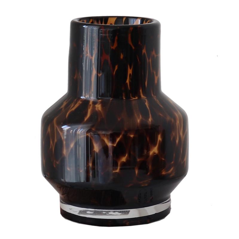 中古风玻璃花瓶茶色琥珀色玻璃瓶装饰复古桌面台面摆件