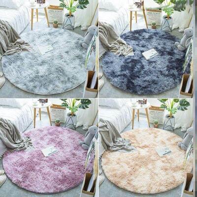 Nordic round carpet silk hair living room rug bedroom bedsi1