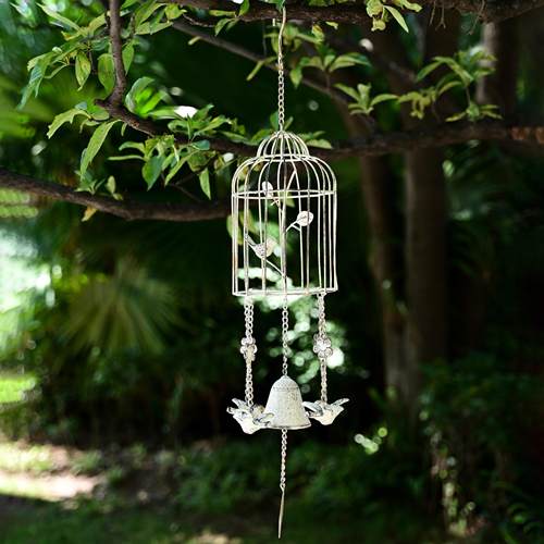 复古铁艺鸟笼风铃挂饰做旧花园庭院别墅露台创意装饰挂件户外阳台