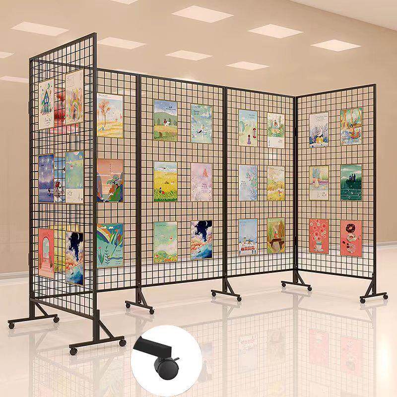 铁艺网格折叠展示架幼儿园作品书法画展网架立式移动置物架户外批