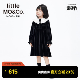 littlemoco童装冬装女童丝绒娃娃，领长袖连衣裙儿童裙子礼服大童