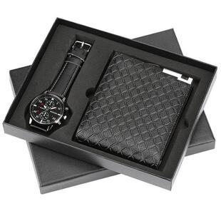Quartz Gift Boyfriend men Wallet for Leather Watch Wrist Set