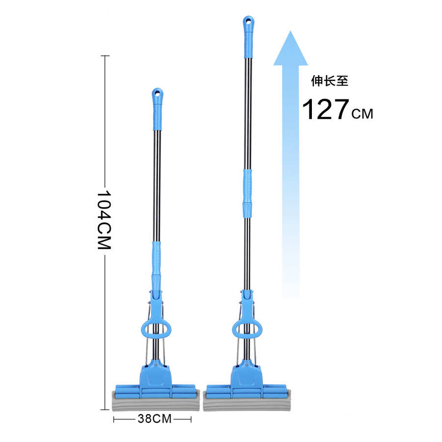 澳涤免手洗胶棉拖把加厚不锈钢特大号海绵滚轮式懒人挤水吸水地拖