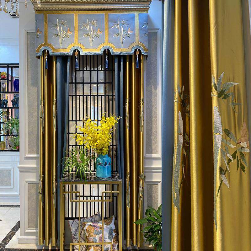 厂家高档新中式遮光新中式绣花窗帘2025别墅客厅新款窗帘成品