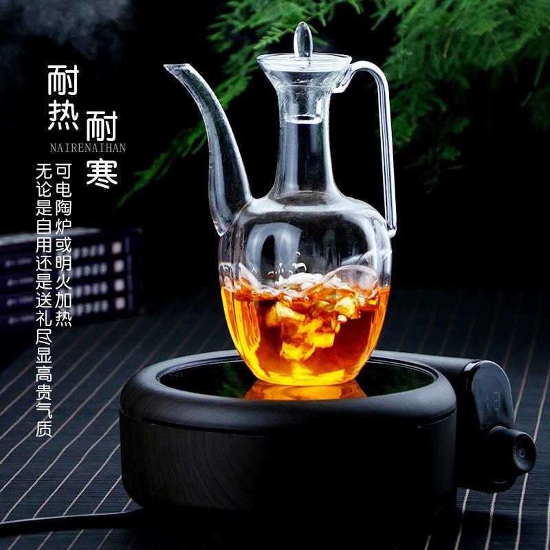仿宋壶点茶执壶贵妃壶可电陶炉加热玻璃酒壶泡茶壶分茶器透明茶具