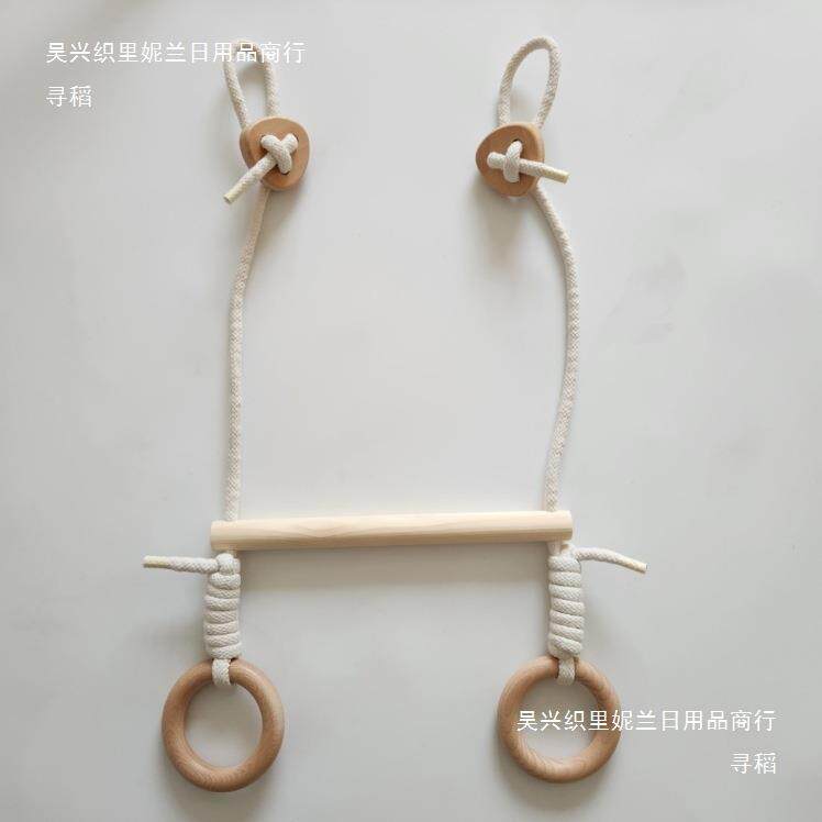 儿童实木吊环榉木环木圈拉环引体向上室内软垫之上使用XHSHG