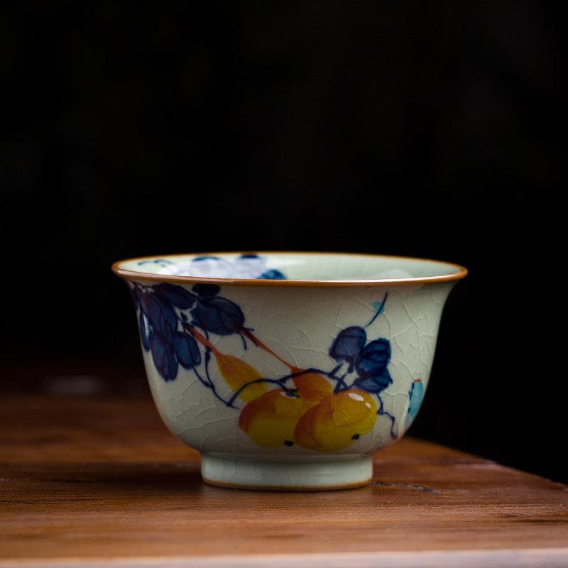 青花釉下彩纯手绘葫芦主人杯全手工茶杯单杯景德镇陶瓷茶具高端