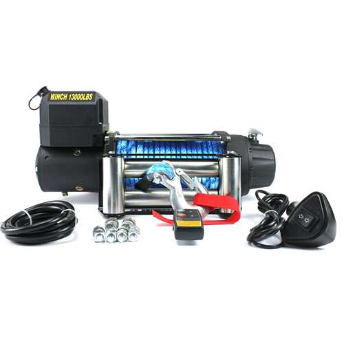 厂家直销12v/24v13000磅尼龙绳电动绞盘 越野车绞盘 自救脱困绞盘
