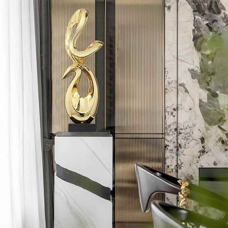 大型镀轻奢抽摆象雕塑件酒厅店大堂样板房客艺术畅顺如意摆电设玄