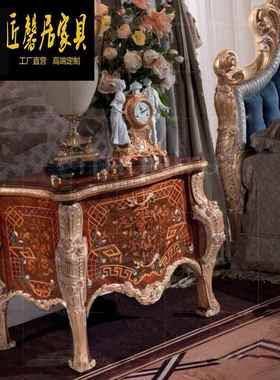 华古欧式公主床法式实木雕花蓝色SEL布卧艺18米新婚床奢新典主家