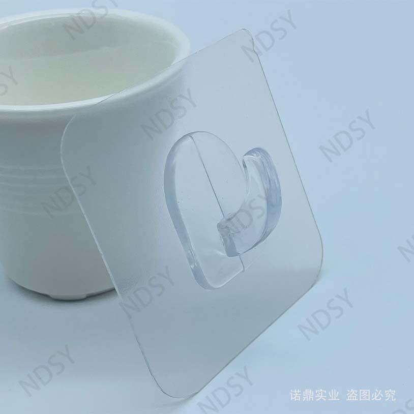 新款亚克力背胶粘贴透明牛角钩 家用门后浴室厨房免打孔挂钩粘钩