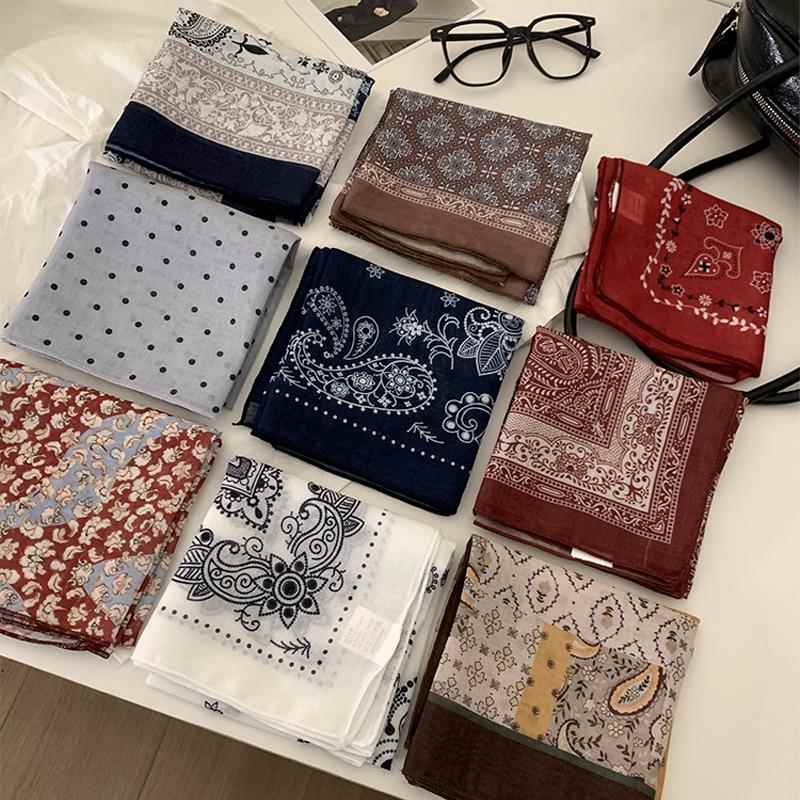 秋季韩系复古方巾丝巾女小方巾法式文艺装饰