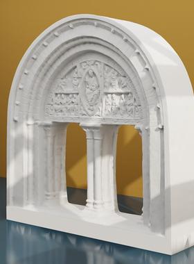 圣皮埃尔教堂大门浅浮雕石膏立体装饰画 画艺术品家居摆饰北欧饰