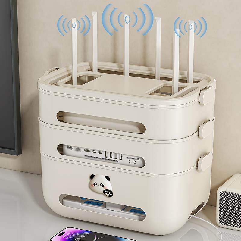 wifi路由器收纳盒子放置架电视机顶盒隐藏置物架插座宽带整理神器
