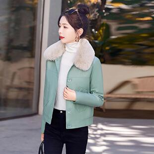 9610-W3绵羊皮衣款外套女短春新款小个子洋气上夹衣女士显秋瘦机