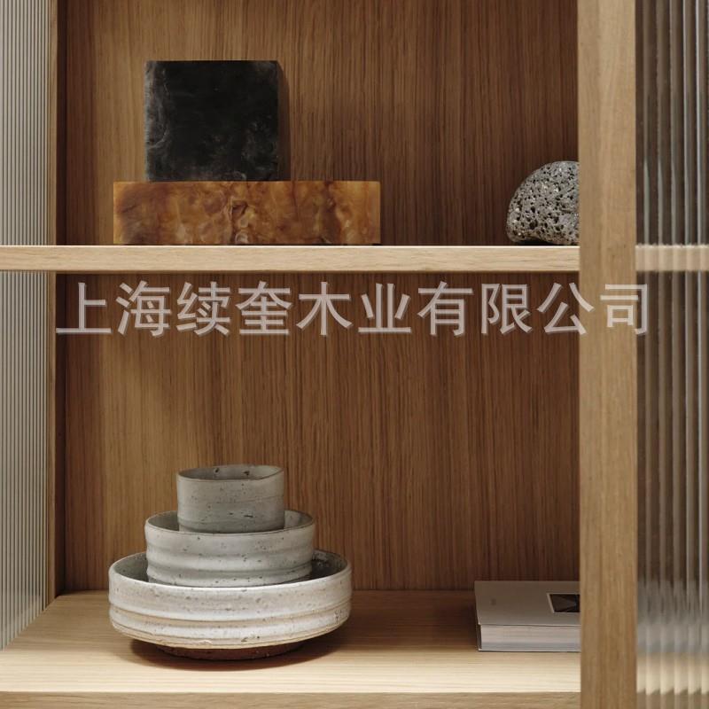 RH美式简约实木客厅储物收纳书柜带玻璃门外贸展示木门柜子家具