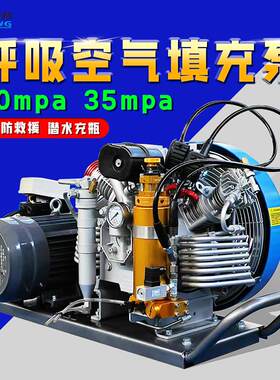高压潜水消防水肺漆弹船用充瓶呼吸空气填充泵压缩机35MPa450公斤