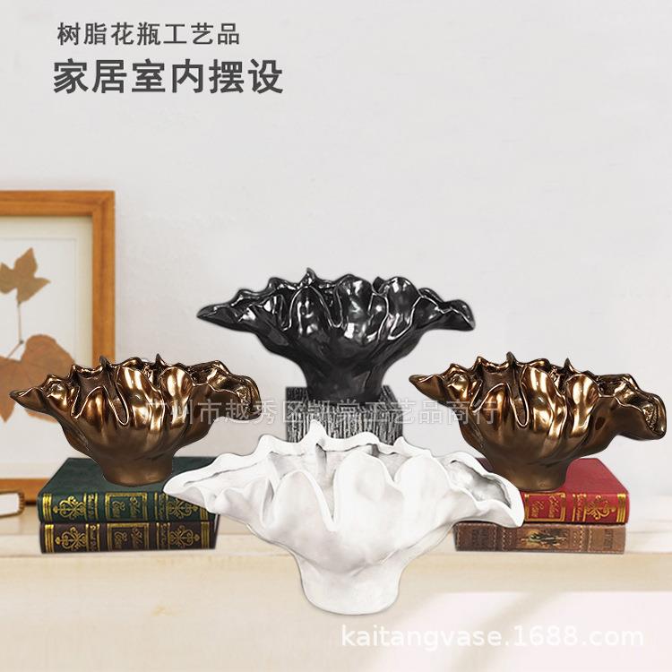 创意树脂桌面摆件花瓶 客厅柜台抽象工艺品 样板间装饰插花器