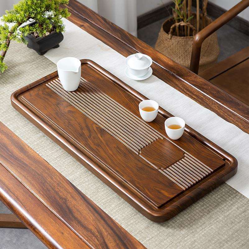 实木茶盘整块家用简易中式茶海排水式大号小型茶台茶具套装竹托盘