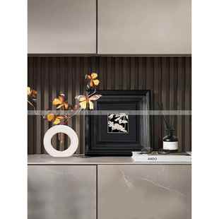 空合 样板间酒店民宿客厅摆件 现代入户玄关圆圈花器花艺饰品组合