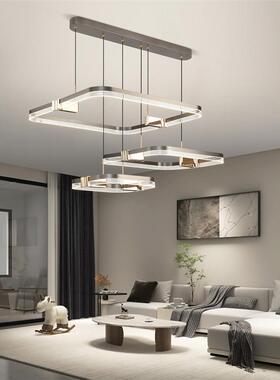 灰色方形客厅灯现代简约大气大厅主灯2023年新款极简轻奢餐厅吊灯