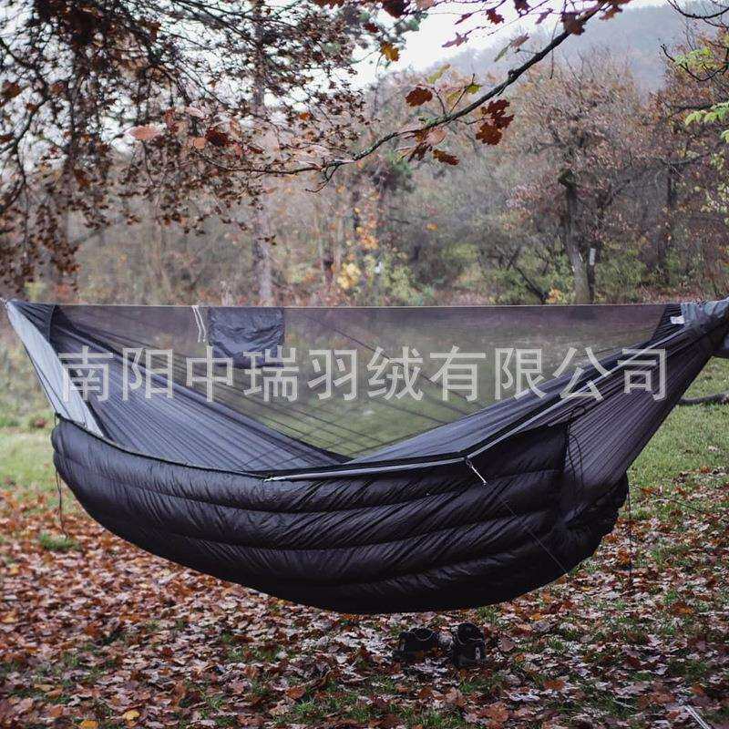 工厂直供户外野营吊床毯羽绒保暖防风尼龙羽绒毯可调吊床配件